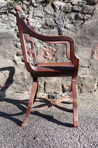 Late Victorian Ladder back X-frame armchair c.1900