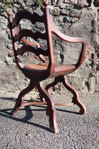 Late Victorian Ladder back X-frame armchair c.1900
