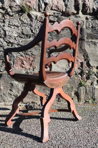 Late Victorian Ladder back X-frame armchair c.1900