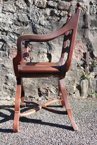 Late Victorian Ladder back X-frame armchair c.1900