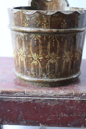 20th Century Swedish Folk Art decorative single handled wooden container