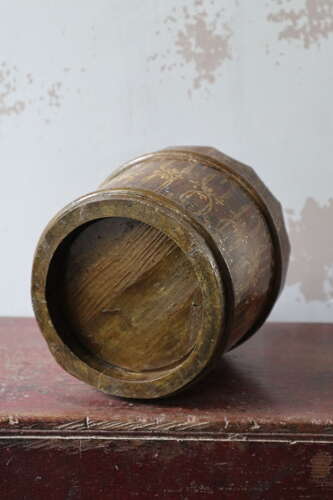 20th Century Swedish Folk Art decorative single handled wooden container