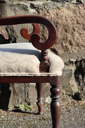 19th Century vernacular Regency Trafalgar scroll armchair cream upholstery c.1820-40