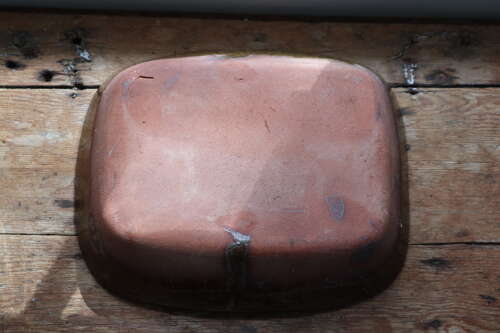 Antique Victorian Scottish earthenware rectangular slipware pottery baking dish