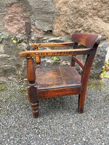 19th Century Scottish Vernacular childs armchair red paint