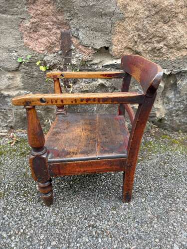 19th Century Scottish Vernacular childs armchair red paint