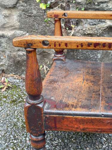19th Century Scottish Vernacular childs armchair red paint