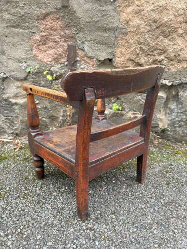 19th Century Scottish Vernacular childs armchair red paint