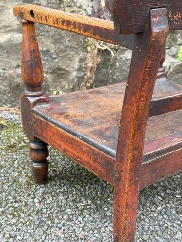 19th Century Scottish Vernacular childs armchair red paint