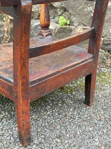 19th Century Scottish Vernacular childs armchair red paint