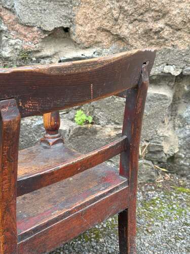 19th Century Scottish Vernacular childs armchair red paint