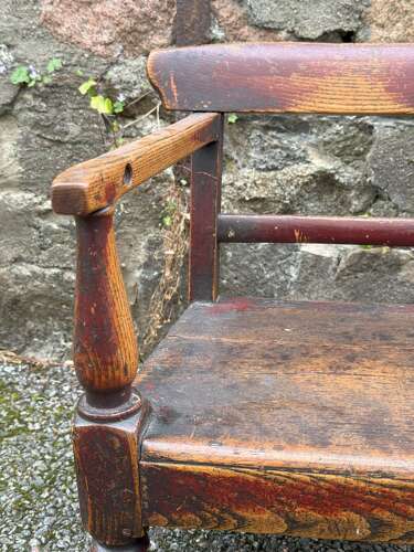 19th Century Scottish Vernacular childs armchair red paint