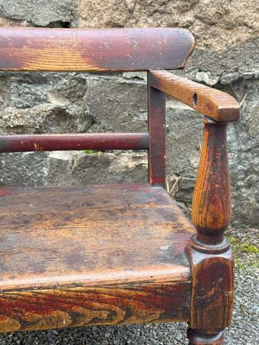 19th Century Scottish Vernacular childs armchair red paint