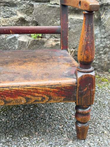 19th Century Scottish Vernacular childs armchair red paint