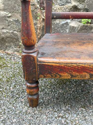 19th Century Scottish Vernacular childs armchair red paint