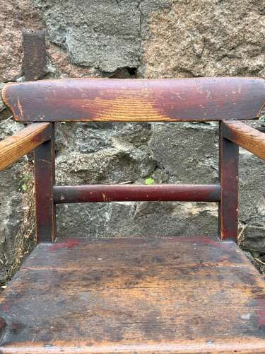 19th Century Scottish Vernacular childs armchair red paint