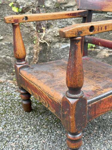 19th Century Scottish Vernacular childs armchair red paint