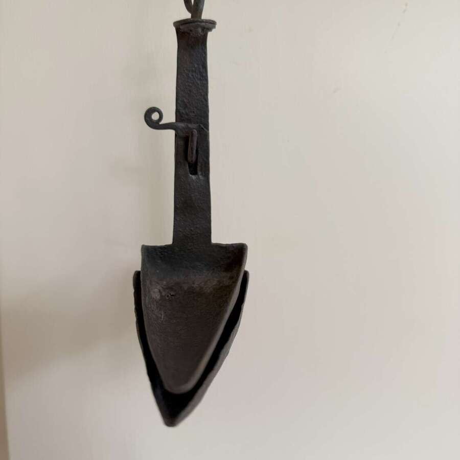 Late 19th Century Scottish vernacular cruisie oil lamp twist handle