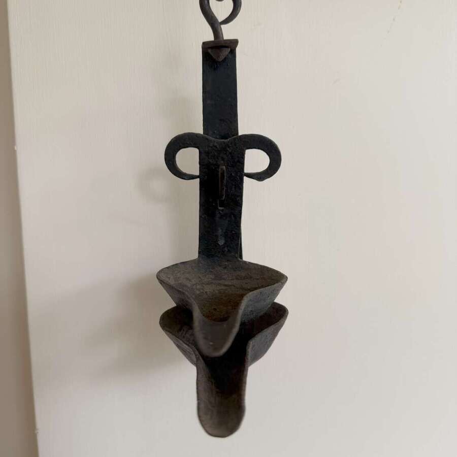 19th Century Scottish vernacular rams horn cruisie oil lamp