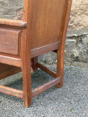 Early 19th Century Welsh vernacular oak panelled lambing armchair