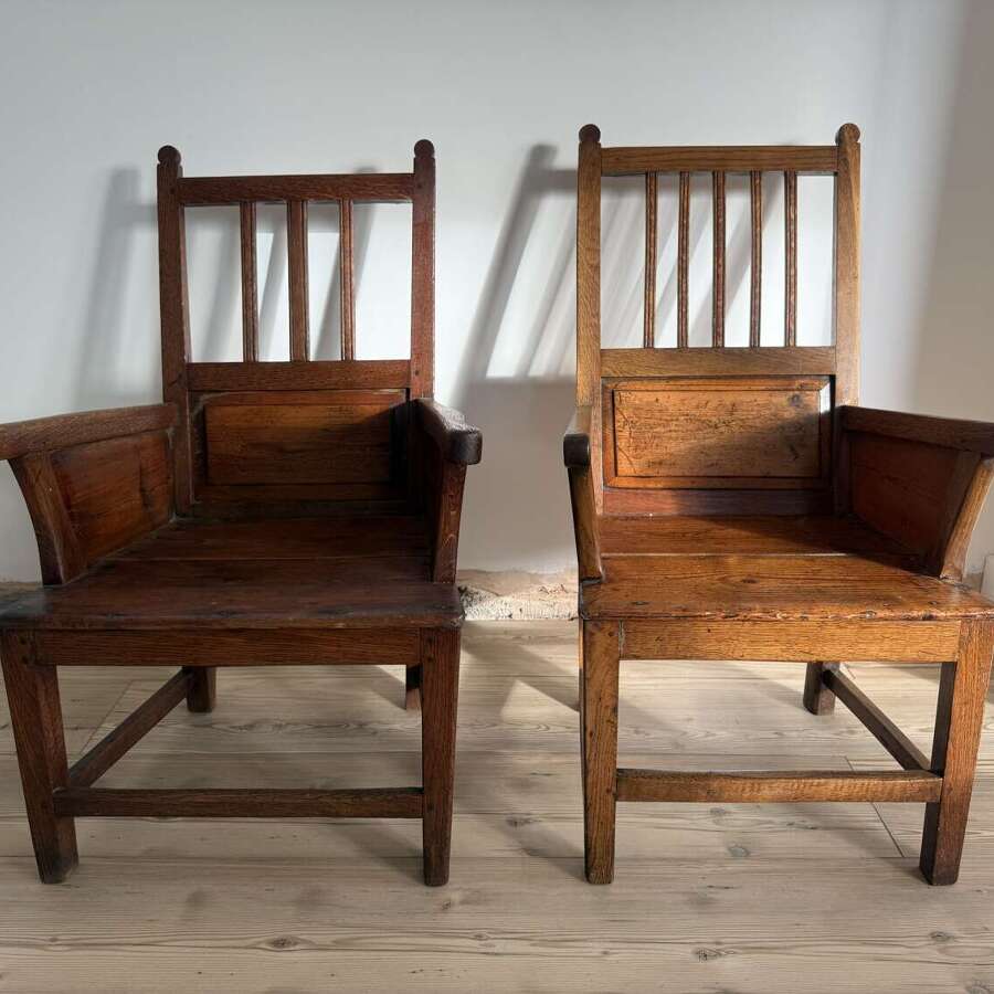 19th Century Pair of Scottish vernacular Shetland panelled armchairs