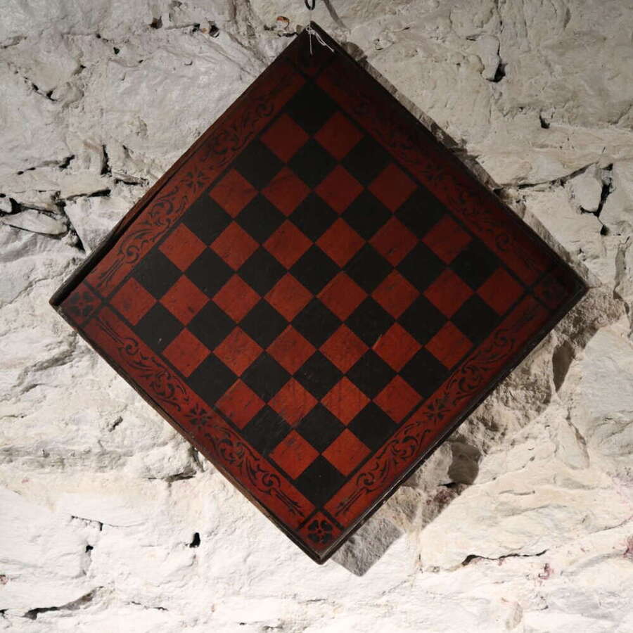 Scottish Victorian hand painted decorative 'Folk Art' reversible Tavern games board