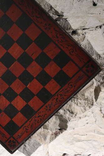 Scottish Victorian hand painted decorative 'Folk Art' reversible Tavern games board