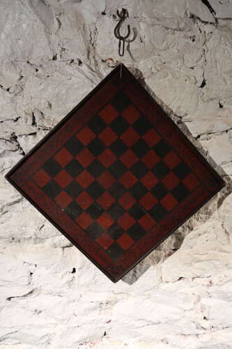 Scottish Victorian hand painted decorative 'Folk Art' reversible Tavern games board