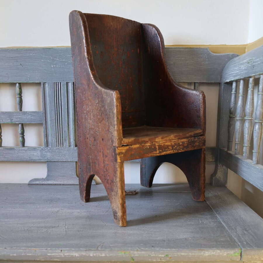 Early 19th Century Scottish vernacular bairns boarded & painted panel armchair