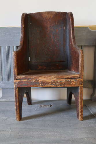 Early 19th Century Scottish vernacular bairns boarded & painted panel armchair