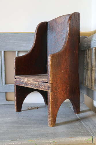 Early 19th Century Scottish vernacular bairns boarded & painted panel armchair