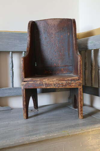 Early 19th Century Scottish vernacular bairns boarded & painted panel armchair