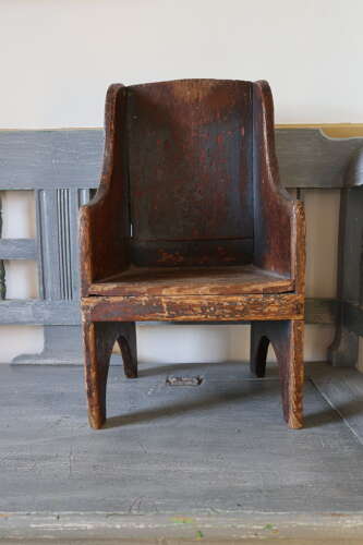 Early 19th Century Scottish vernacular bairns boarded & painted panel armchair