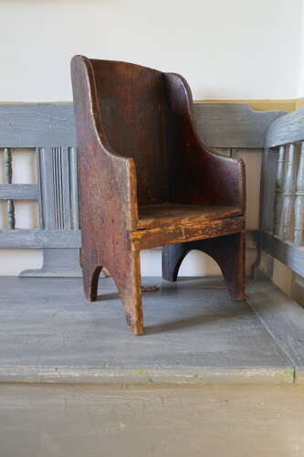 Early 19th Century Scottish vernacular bairns boarded & painted panel armchair