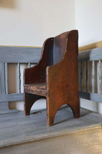 Early 19th Century Scottish vernacular bairns boarded & painted panel armchair
