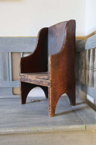 Early 19th Century Scottish vernacular bairns boarded & painted panel armchair