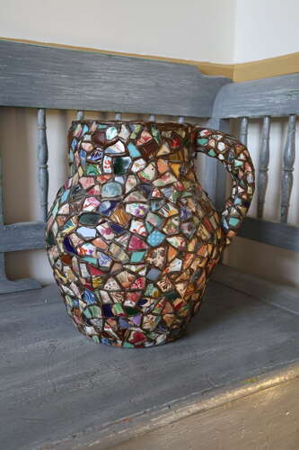 Early 20th Century Large French Pique Assiette terracotta jug