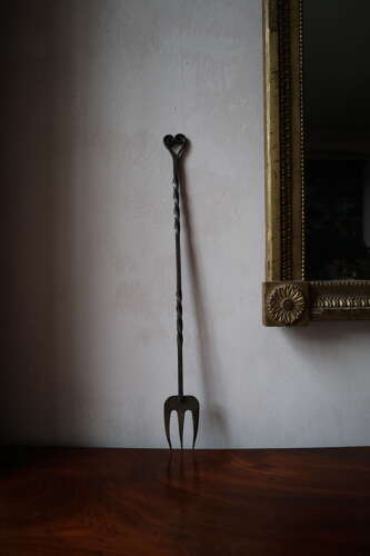 19th Century Georgian Scottish blacksmith made wrought iron and brass toasting fork