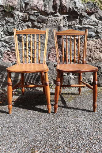 Victorian Scottish Vernacular Francis East & Co. Pair of Windsor Side Chairs c.1890-1910