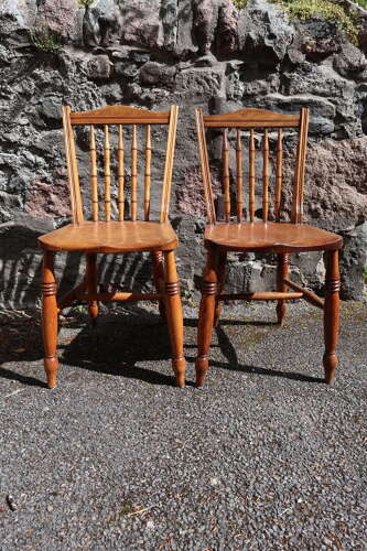 Victorian Scottish Vernacular Francis East & Co. Pair of Windsor Side Chairs c.1890-1910