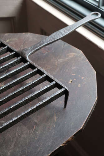 Early 19th Century Scottish vernacular blacksmith wrought Brander iron / Gridiron