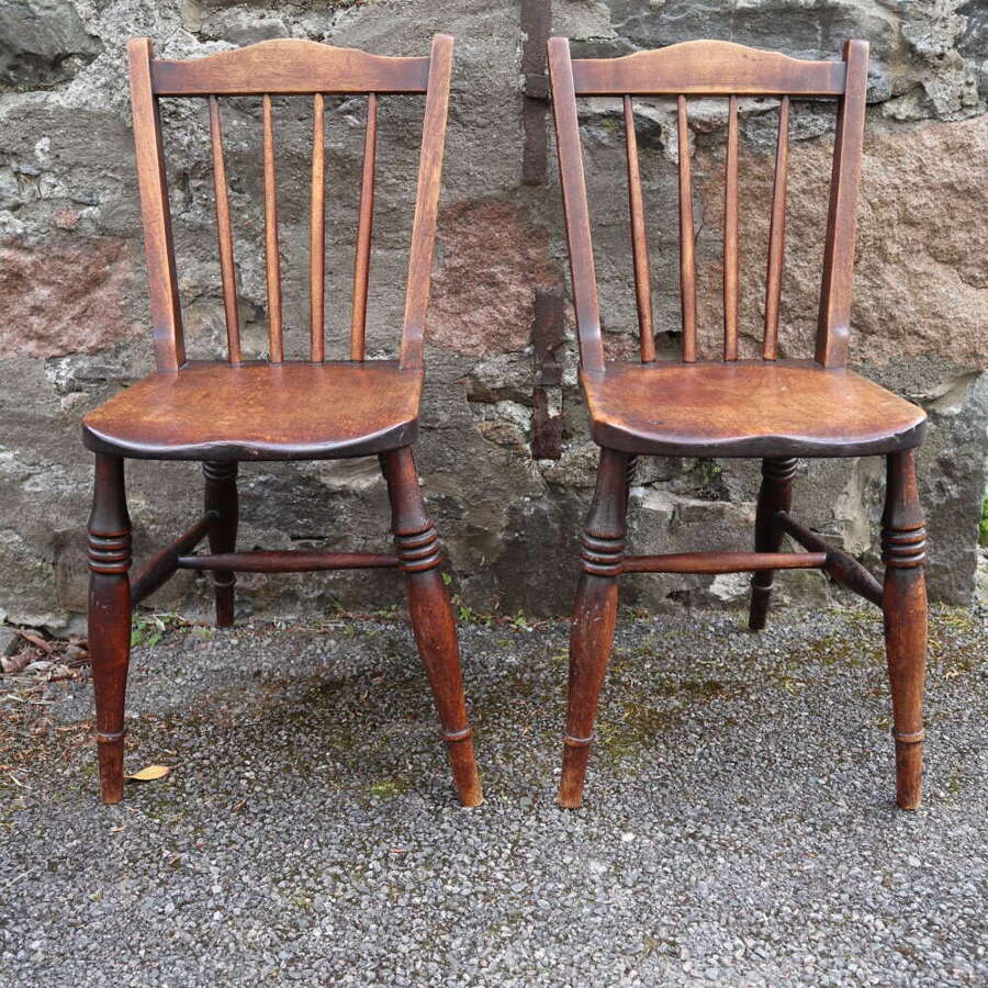 Victorian Scottish Vernacular Francis East & Co. Pair of Windsor Side Chairs c.1880-1895