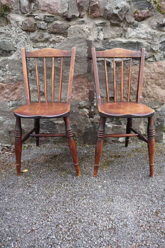Victorian Scottish Vernacular Francis East & Co. Pair of Windsor Side Chairs c.1880-1895