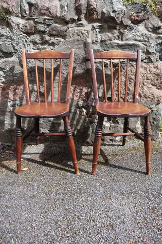 Victorian Scottish Vernacular Francis East & Co. Pair of Windsor Side Chairs c.1880-1895