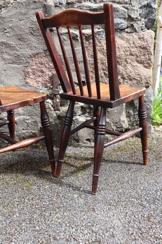 Victorian Scottish Vernacular Francis East & Co. Pair of Windsor Side Chairs c.1880-1895
