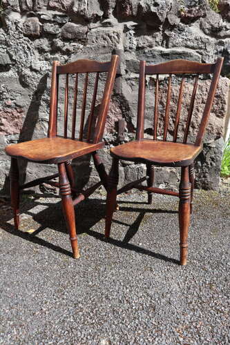 Victorian Scottish Vernacular Francis East & Co. Pair of Windsor Side Chairs c.1880-1895