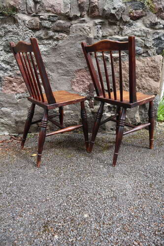 Victorian Scottish Vernacular Francis East & Co. Pair of Windsor Side Chairs c.1880-1895
