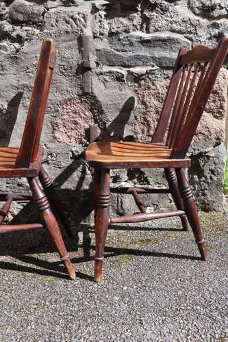 Victorian Scottish Vernacular Francis East & Co. Pair of Windsor Side Chairs c.1880-1895