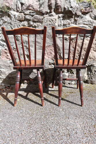 Victorian Scottish Vernacular Francis East & Co. Pair of Windsor Side Chairs c.1880-1895