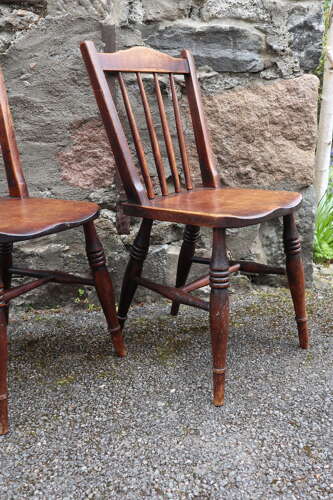 Victorian Scottish Vernacular Francis East & Co. Pair of Windsor Side Chairs c.1880-1895